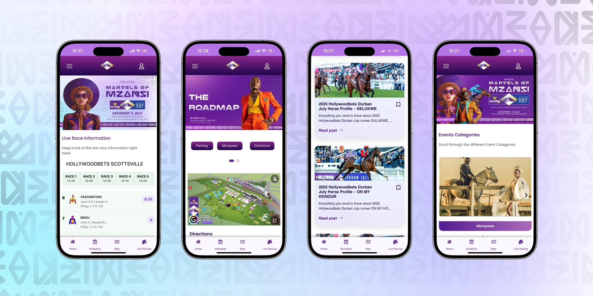 Hollywoodbets Durban July app interface showcase